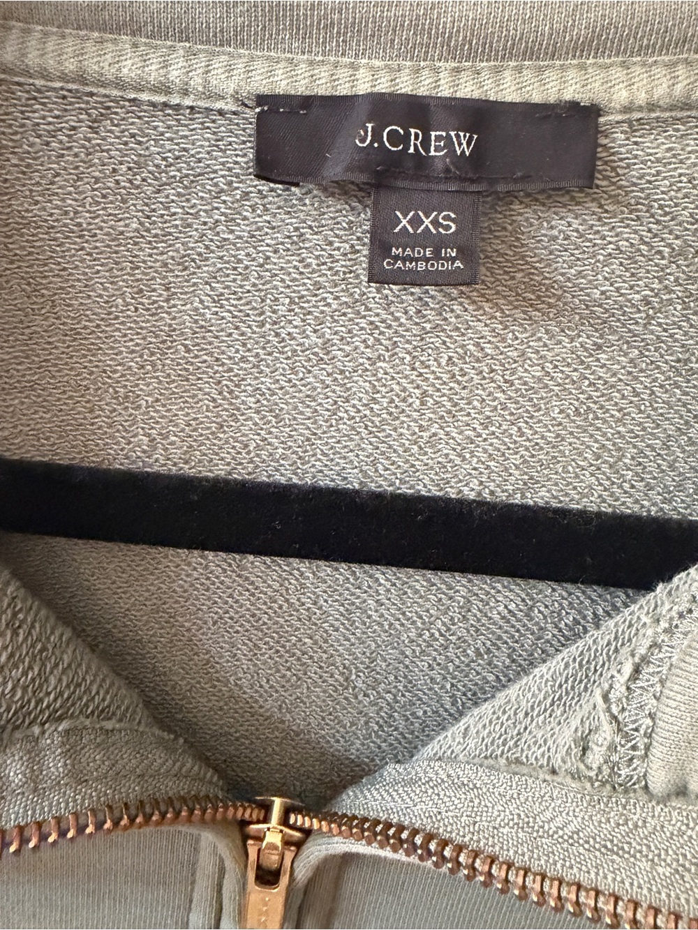 J. CREW Quarter zip sweatshirt pullover oversize sage green XXS - Picture 6 of 6